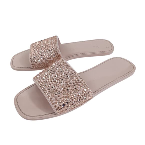Kate Spade All That Glitters Slide Sandals Blush Pink Rhinestone Womens 9 Y2K - Picture 3 of 8